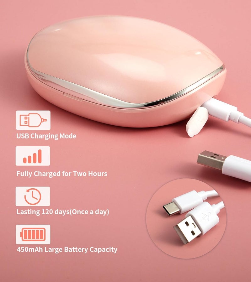 ofone Contact Lens Cleaner, Ultrasonic Contact Lens Cleaning Machine with USB Charger, Timer Display and 5 Contact Solution Cases Kit Replacement for Soft Hard Colored RGP Lenses (Pink) - Image 4